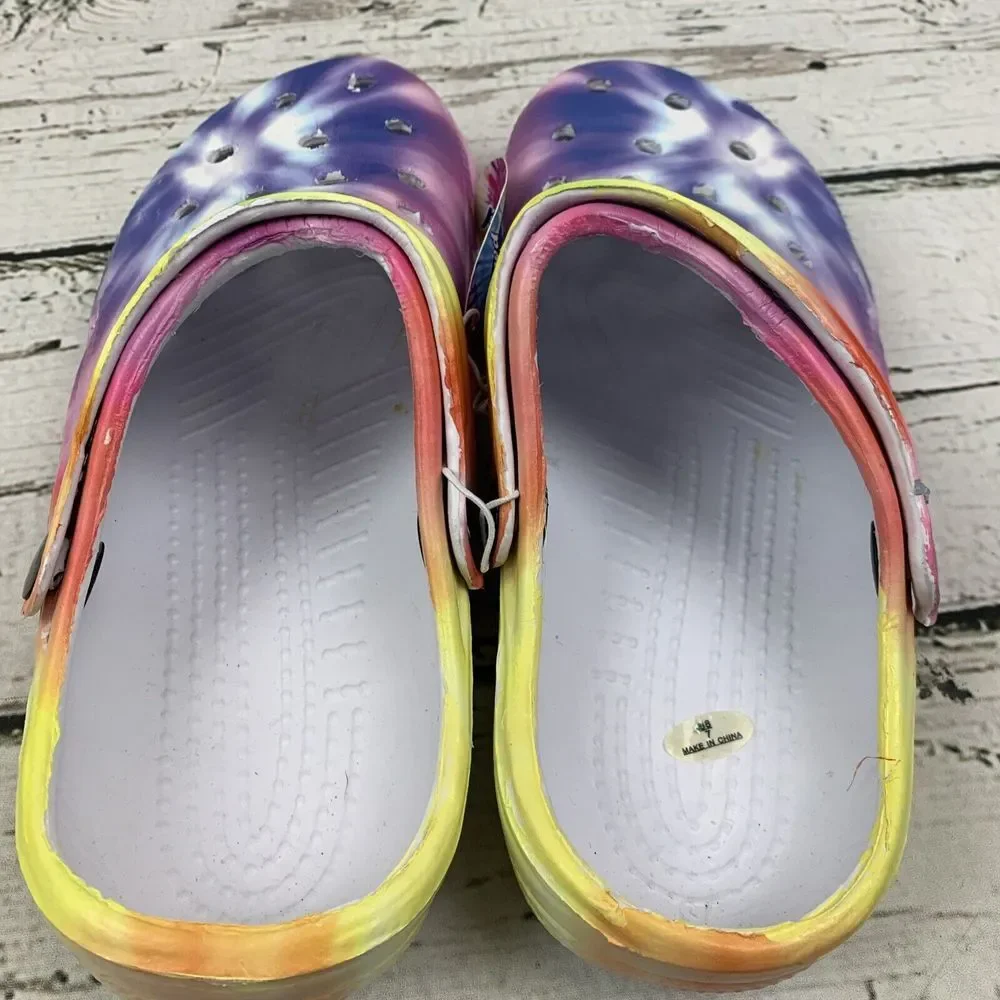 Just‎ Speed [Size 7] Tie Dye Clogs Sandals Slip On Shoes Purple Yellow New